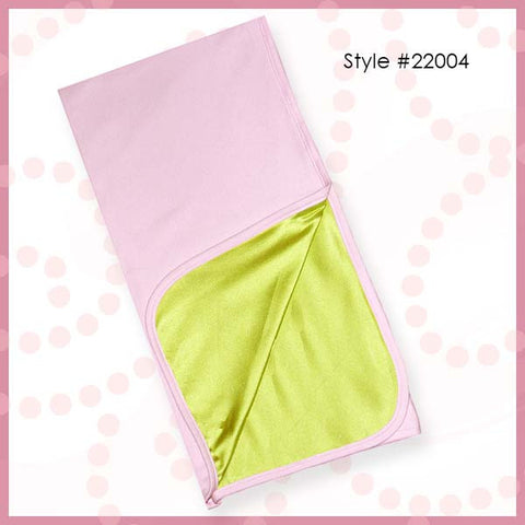 Alli.C, Ballerina Receiving Blanket is made from pink 100% Pima Cotton lined with lime green Silk Charmeuse and trimmed in matching pink binding.